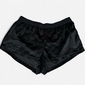 Juicy Couture Black Velour Logo Shorts Y2K Lounge Sleepwear Retro Glam M